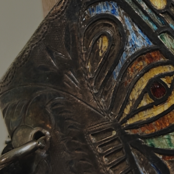 Vintage MCM Sterling Silver 925 & Enamel Cuff Bracelet - Picture 13 of 14